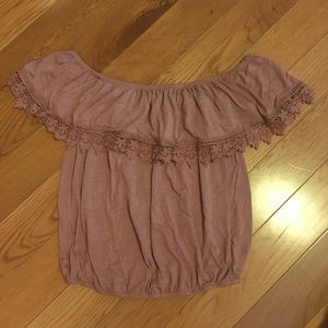 Off Shoulder Top with Flowery Lace